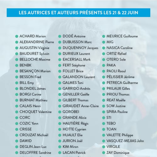 Festival RDV de la BD Amiens auteurs présents les 21 et 22 juin