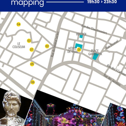 Plan vidéo mapping festival Amiens 2025